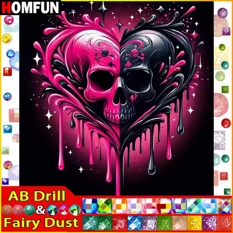HOMFUN Fairy Dust AB Diamond Painting Full Square/Round Drill 5D DIY "Skeleton Couple" Daimond Embro