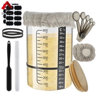 Sourdough Starter Jar Kit 900ml Sourdough Starter Container Wide Mouth Glass Sourdough Fermentation 