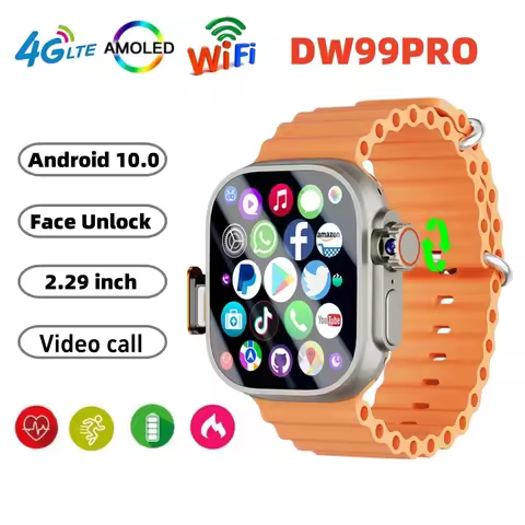 Top DW99 PRO SmartWatch 4G/5G Android 10 WIFI GPS 2.29 inch AMOLED With 180°Pull-out Camera Play Sto