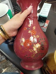 *二手 紅色牡丹花 花瓶 高約30CM $188