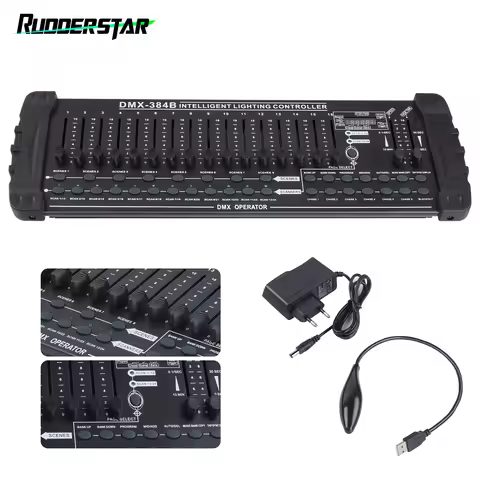 Black DMX and MIDI Operator DMX512 Controller 384 Channel Light Controller for Stage Light Disco Par