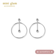 Miniglam Atomic Metallic Hoop Stud Earrings (Silver) Silver With White Gold Plated