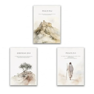 2025 3PCS Psalm 23:3 Jeremiah 29:11 Psalm 91:2 Inspirational Quotes Poster Jesus Canvas Painting Chr