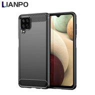 LIANPO For Samsung Galaxy A12 Samsung Galaxy M12 Phone Case Armor Carbon Fiber TPU Soft Silicone Bac