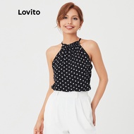 Lovito Elegant Polka Dot Halter Crop Top for Women L27ED078
