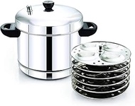 Stainless Steel Heavy Gauge Bottom Idli Cooker Idli Maker with 6 Plates Set, with Stainless Steel Lid, Idli Maker, 4 Idli in Each Plate, 24 Idli in one time.