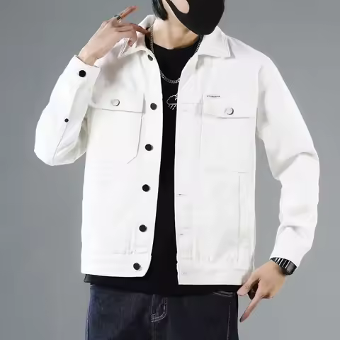 Khaki Jeans Coat for Men Japanese Autumn Denim Jackets Man Cheap Price Stylish Menswear