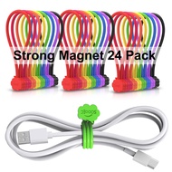 SOOOEC Magnetic Cable Ties, 24 Pack 7.2" Magnetic Cord Ties Cute Cloud Design, Reusable Silicone Twi