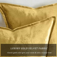 Modern Gold Solid Cushion Covers for Sofa Couch Bed Throw Pillow Covers 45x45 Luxury Velvet Square Pillowcases