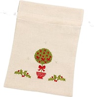 Vivienne QWJ24/W368-PB Drawstring Bag, Tree, 7.1 x 9.8 inches (18 x 25 cm), Beige, Salonoel Series, 