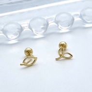[Mandy] 14K Leaf Tragus Helix Lobe Piercing Earring, 585 Gold, Petite Jewelry for Gift