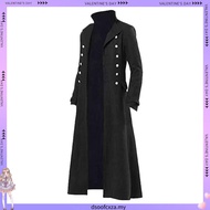 Vintage Medieval Costumes Steampunk Gothic Black Long Jacket Coat Vampire Cosplay Pirate Halloween O