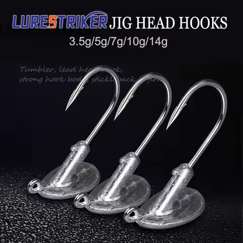 Lurestiker 10pcs Blood Slot Jig Head Tumbler head Fishing jig stand Hook 3.5g 5g 7g 10g 14g for Soft