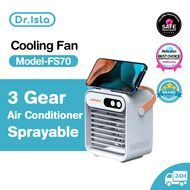 Dr.Isla FS80 Rechargeable Mini Aircond USB Portable Wireless Air Cooler Portable Air Conditioner 3-Speed Adjustable Desktop Cordless Air Cooling Fan Humidifier Purifier Office Bedroom Portable Conditioner Cooling Humidifier Purifier Mist Cooler Table Fan