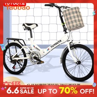 20-Inch Foldable Bicycle Speed Change Folding Bicycle Adult Folding Bicycle 6-Speed with Shock Absorption Foldable Bicycle
