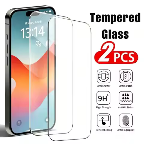 2Pcs Ultra Clear Screen Protector for iPhone 17 16 15 Pro Max 17e 16e Air 14 13 12 11 Pro 15 14 Plus