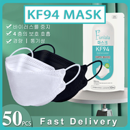 【Ready Stock】50pcs kf94 mask made in korea original Washable Pm2.5 Reusable Protective Black Kf94 kf95 n95 Mask