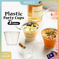 MINIIS PARTY Disposable Gold Glitter Party Cup 9oz Plastic Cup Wedding Cup Party Cups Clear Gold Rim