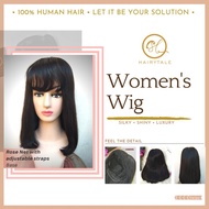PROMO Wig Wanita, 100% Rambut asli panjang 30/40/50/60cm, Model Korean