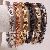 8MM Stainless Steel Kings Link Chain Bracelet For Men Casual Fashion Style Jewelry Accessories