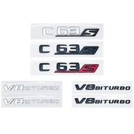 3D Chrome Black ABS Emblem for Mercedes-Benz AMG C63s Coupe - V8 Biturbo Letters Nameplate Sticker f