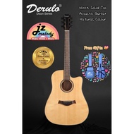 Derulo Acoustic Guitar 41 inch Folk Guitar Solid Top 20 Frets Natural Color