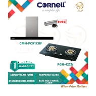 CORNELL DESIGNER HOOD CMH-PC91CBF COOKER HOOD AND TEMPERED GLASS GAS HOB CBH-G863MCS/ CBH-G7802TNC/ 