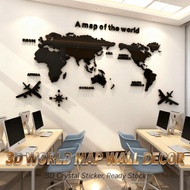 World Map Wall Sticker Acrylic 3D Solid Crystal World Map Wall Decoration Office Stickers
