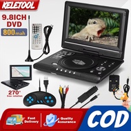 9.8 Inch Portable Home Car DVD Player VCD CD Game TV Player USB Radio Adapter Support FM Radio Recei