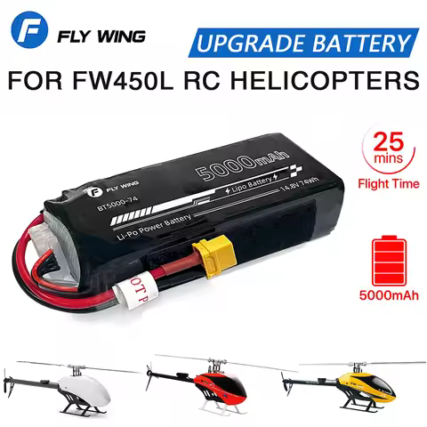 Fly Wing FW450L 5000mAh 4S Lipo Battery ACE Tattu 14.8V 35C Upgrade Battery with XT60 Plug For RC He