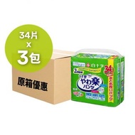日本喜舒樂成人輕柔紙尿褲 (薄裝) (中碼) 34片裝×3包 [1箱]