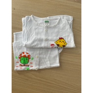 White long-sleeved newborn shirt, bias buttons, Bosini colored trim for babies from birth to 11kg, n