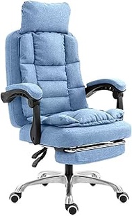 Home Work Chair Flax Cotton Swivel Desk Chair Ergonomic Executive Office Chair Executive Reclining Office Chair Adjustable Swivel Ergonomic Chair with Armrests And Footrest Grey (Color : Blue) vision