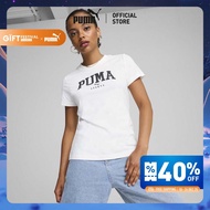 PUMA BASICS - เสื้อยืดผู้หญิงลายกราฟิก PUMA SQUAD สีขาว  68153702