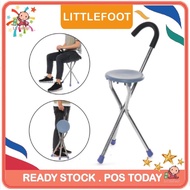 LittleFoot 2 Ways Medical Stainless Steel Portable Folding Travel Cane Walking Stick With Seat Chair