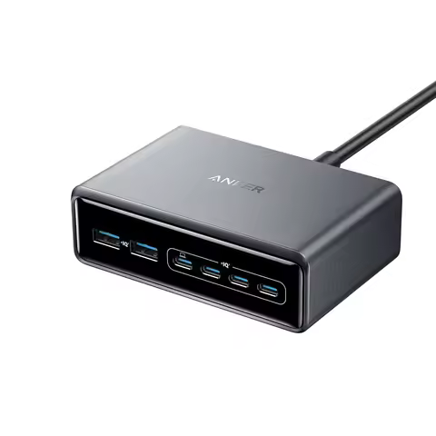 Anker Prime Charger, 250W GaN Prime USB C Charging Station, Ultra-Fast 6-Port, 2.26" LCD Display and
