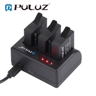 PULUZ for GoPro HERO8 Black /7 White / 7 Silver /6 /5 AHDBT-501 3-channel Battery Charger with Micro USB Port &amp; USB-C / Type-C Port &amp; LED Indicator Light