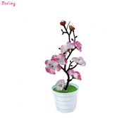 Artificial Wax Flower Potted Plant with 7 Blooms 2 Buds Wavy Pot Home Office