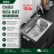 (REAL PHOTO VIDEO) Stainless steel sink, single 1-hole sink size 40cm*50cm with drainage siphon set 
