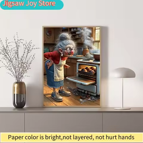 1000pcs Happy Grandma Baking Puzzle Game - Scratch-resistant and, Premium DIY Brain Teaser for Adult