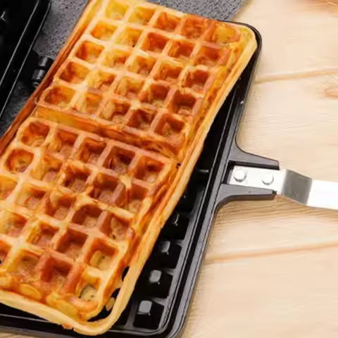 Cast Aluminum Waffle Baking Pan Rectangle Double-Sided Waffle Maker Machine Non-stick Heat-resistant