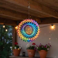 Weather Resistant 3D Mandala Wind Rotator Reflective Finish 3D Mandala Rotator Easy to Hang for Pati