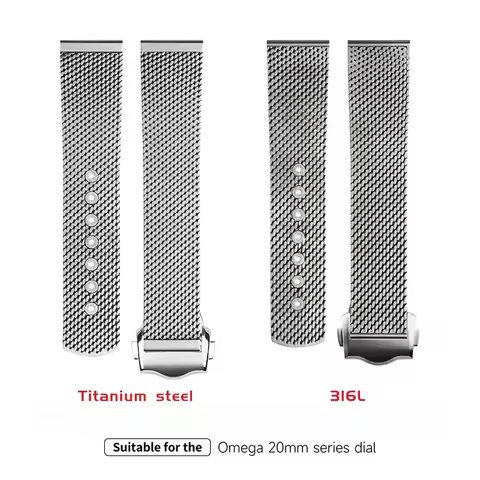 20mm Titanium Milanese Bracelet for Omega Seamaster Diver 300M | Stainless Steel Buckle Waterproof L