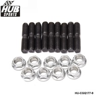 HUB sports - 9 x Turbo Stud & Lock Nut Kit M8x1.25 for Nissan Silivia Ball Bearing GT28R GT30R HU-CG