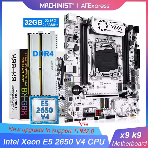 MACHINIST X99 K9 motherboard TPM 2.0Interface LGA 2011-3 Set kit Xeon E5 2650 V4 CPU 32GB DDR4 Memor
