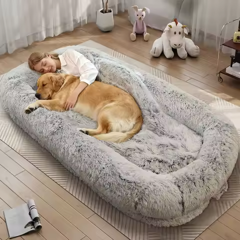 Human Dog Bed for Adults Large Human Size Dog Bed, Orthopedic Design with Removable Cover