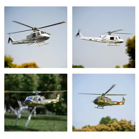 Four blade FLYWING UH1 V4 RC Scale helicopter ACE flight control GPS metal rotor 470 class 6ch RC He