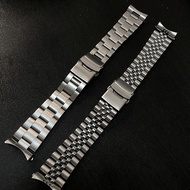 Stainless Steel Oyster Watchband for Seiko Men Watch Accessories Solid Jubilee Bracelet Curved Strap