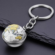 Earth Keychain Map Europe Map Gift Travel Souvenir Pendant Crystal Globe Metal Keychain