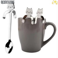 GESH1VX65 1/4pcs Mini Cat Coffee Spoon, Cute Cat Cute Design Stainless Steel Teaspoon,  Kitchen Tool